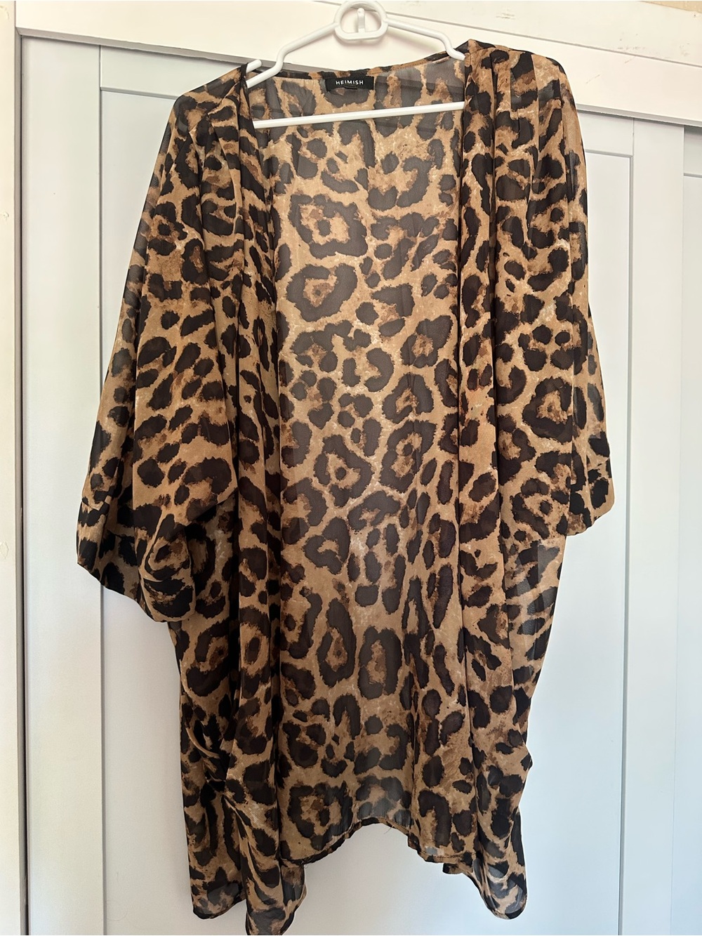 HEIMISH USA Leopard Sheer Kimono in Brown and Black